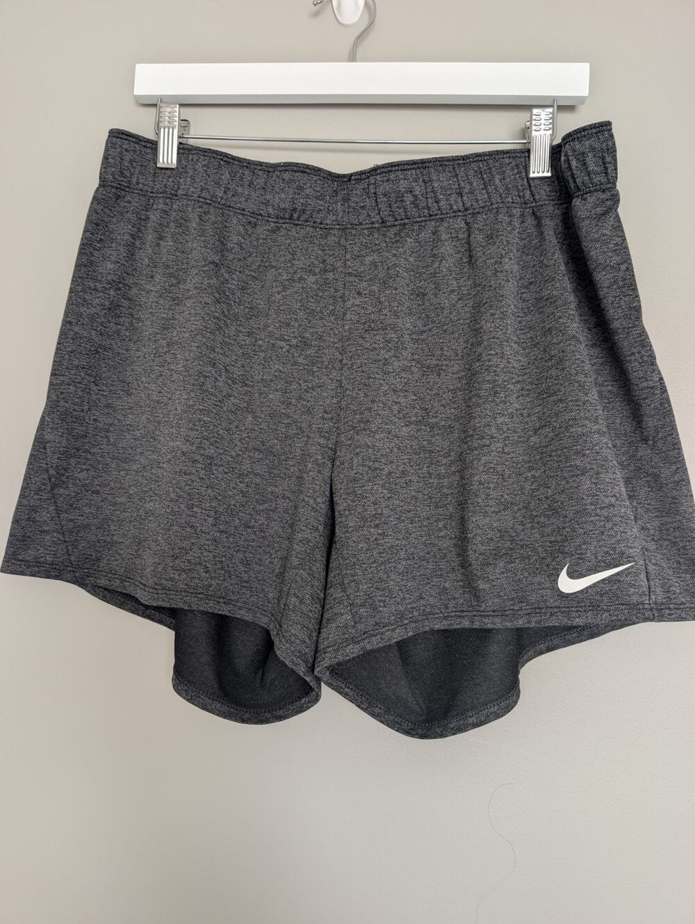 Nike Running Shorts Gray Space Dye Heathered Black Mesh Trim Womens XL 3 Inch